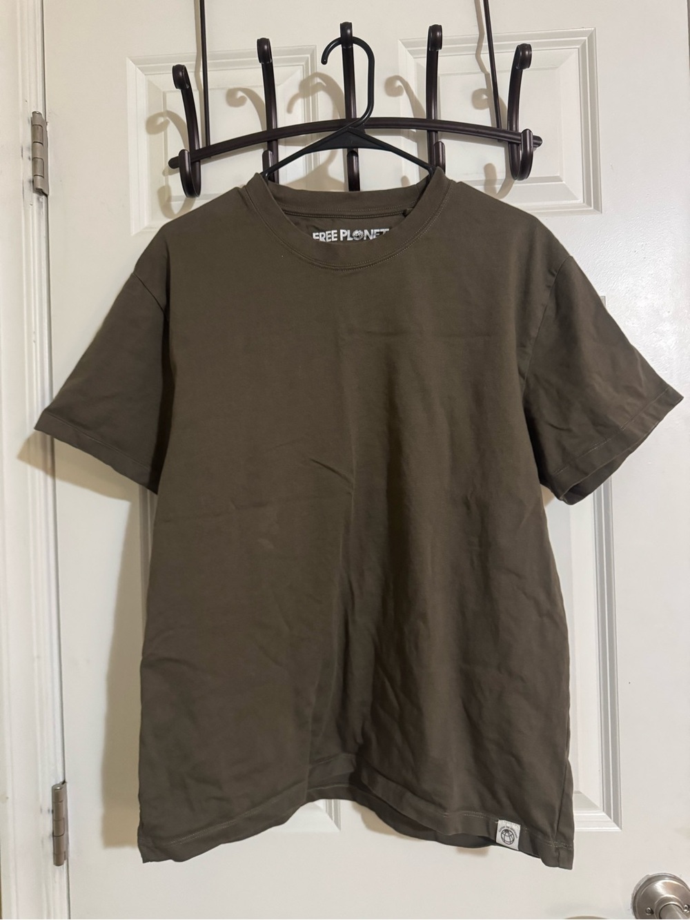 Free Planet Men's Olive Crewneck Short Sleeve T-Shirt